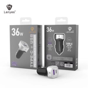 LENYES CA861 Car Charger 36W (USB type C + USB Type A)