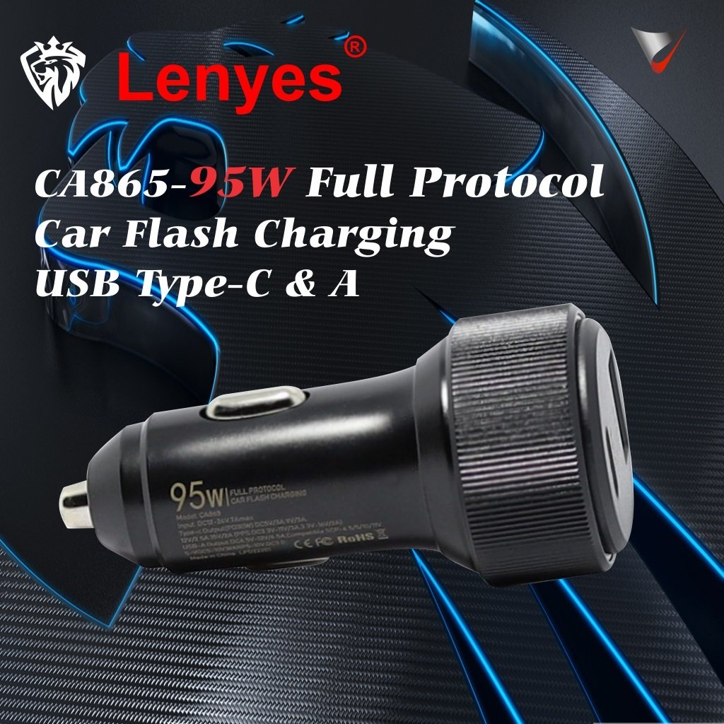 LENYES CA865 Car Charger 95W (USB type C + USB Type A)